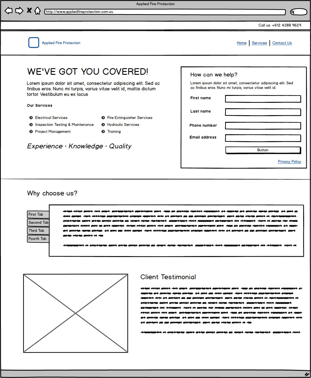 Applied Fire Protection Wireframe