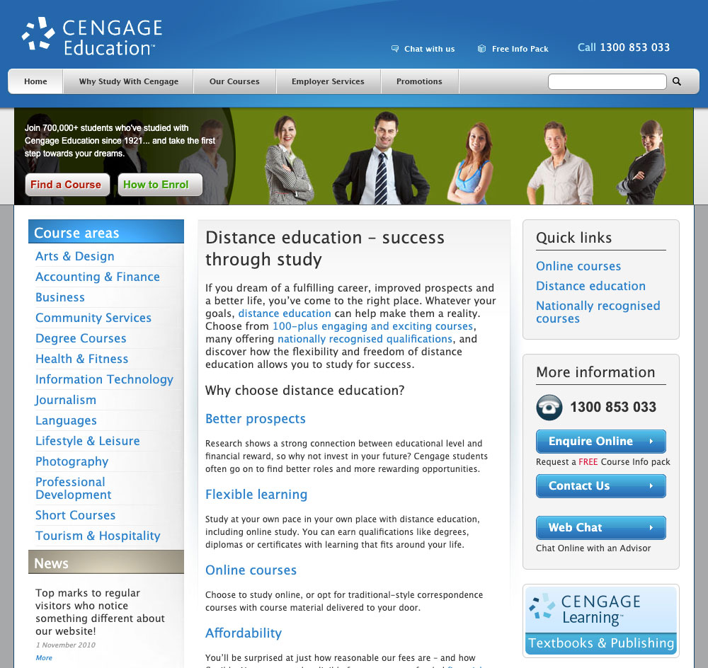 Cengage Education Website Example