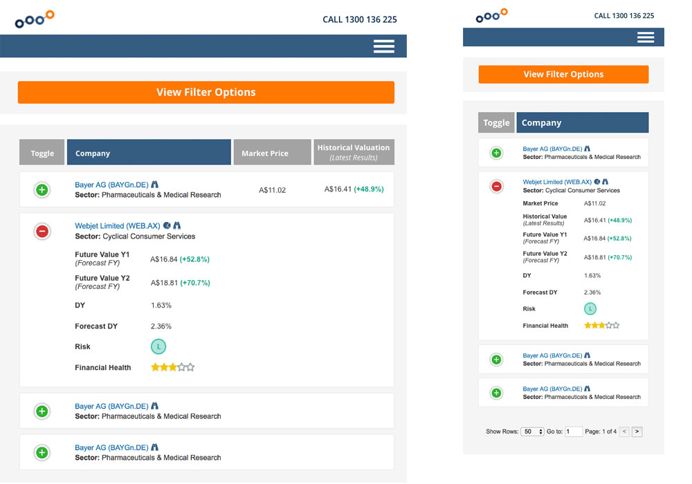 Clime Direct Company List - Tablet and Mobile View