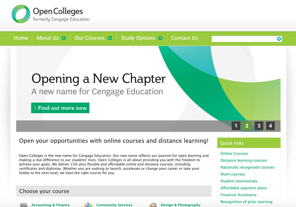 Open Colleges - No Clear Call To Action
