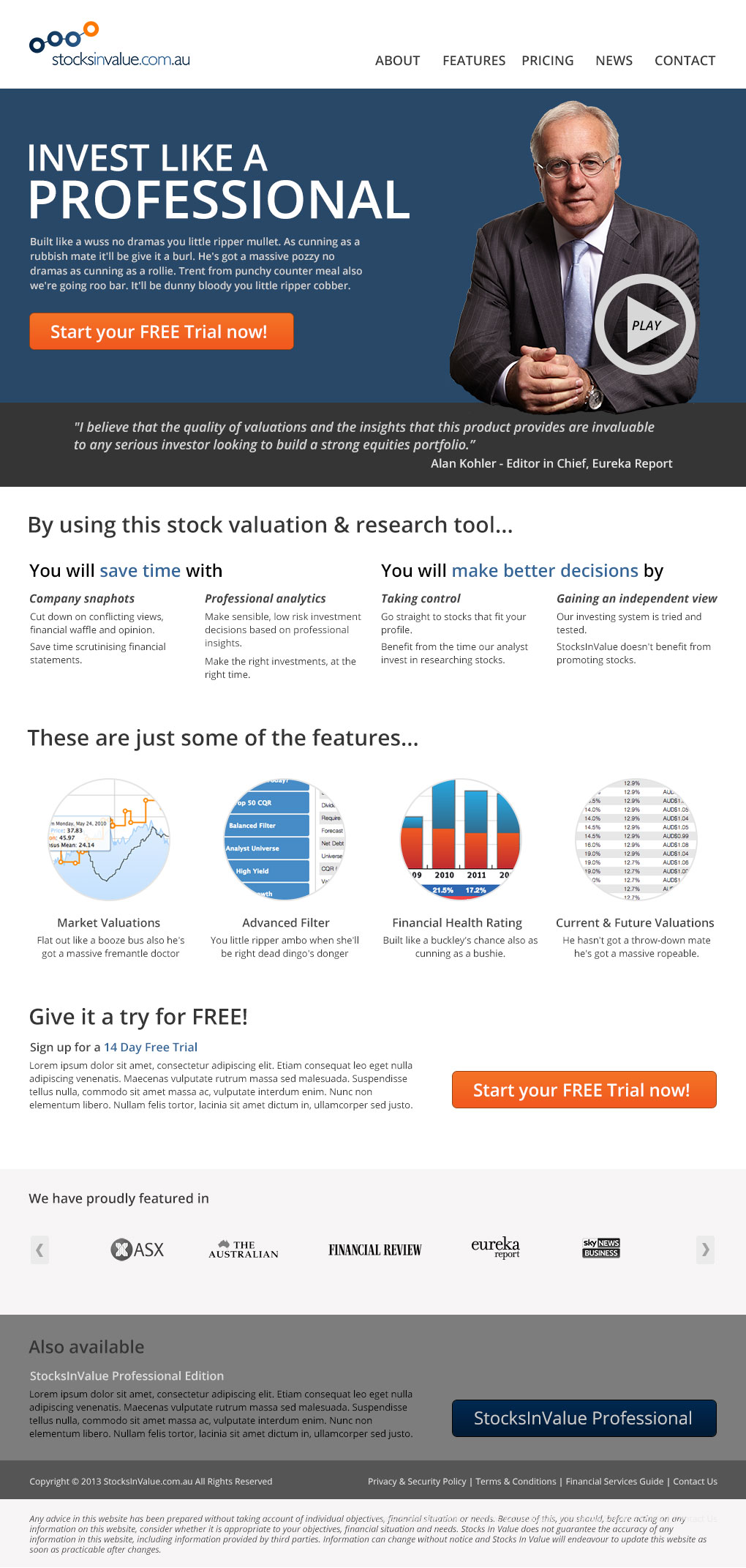 StocksInValue Initial Design